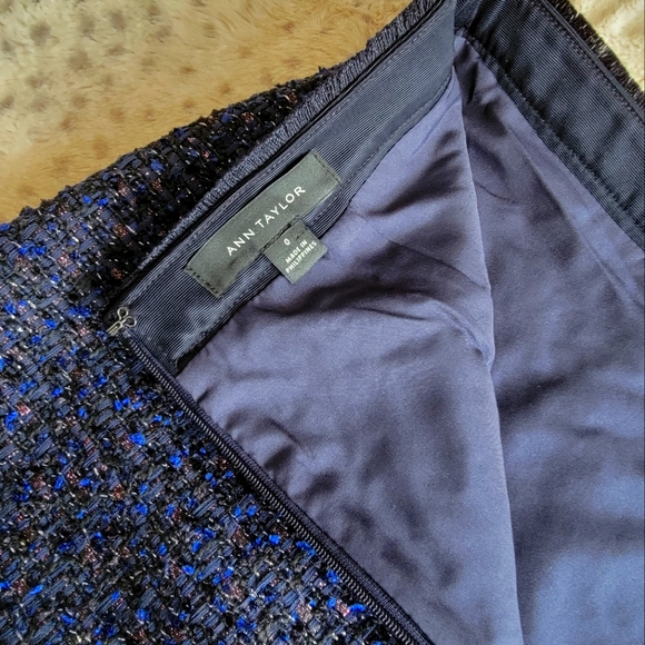 Ann Taylor shimmer tweed skirt A-line, size 0 - Picture 5 of 12